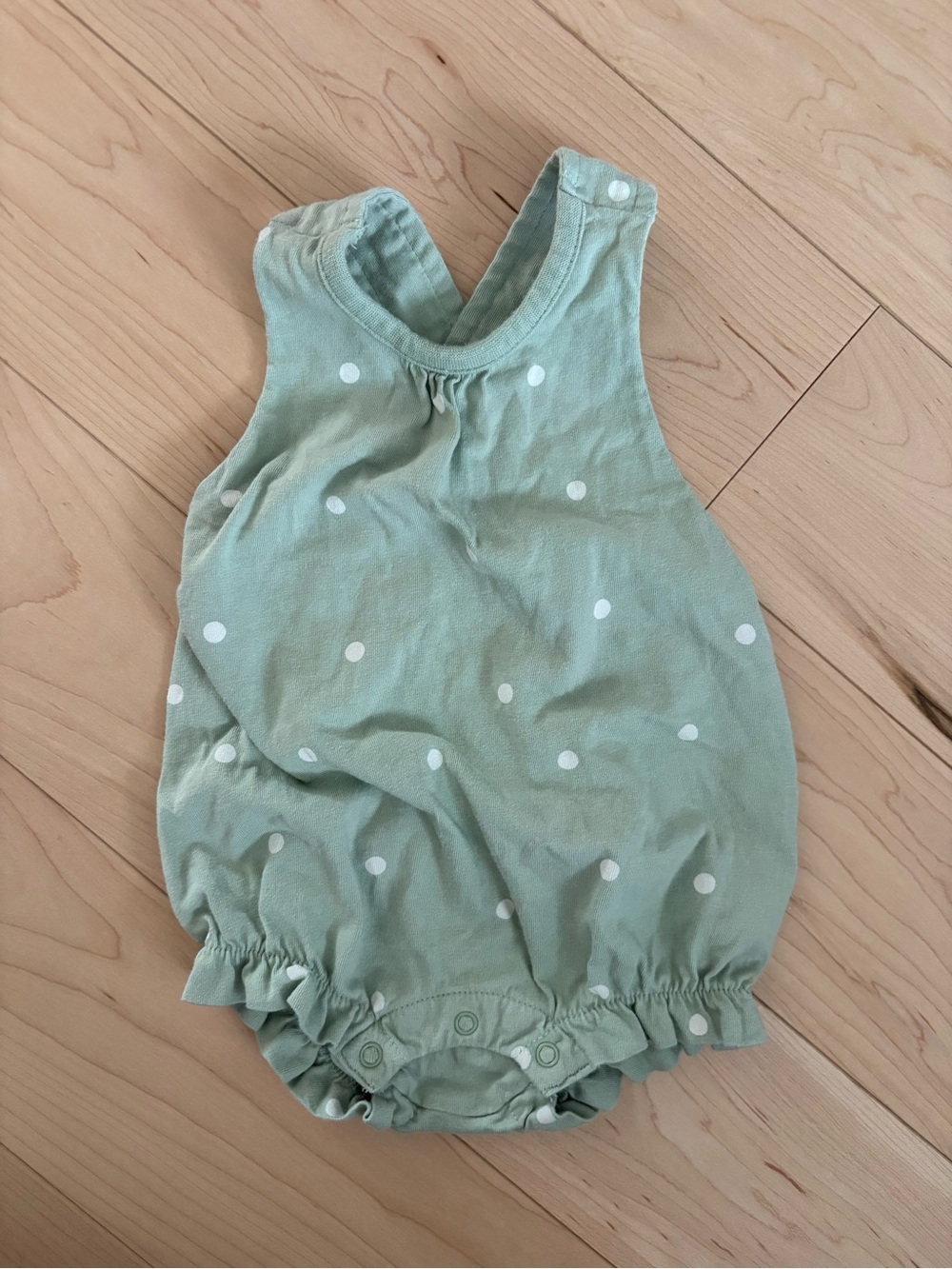 H&M Sage Green Polka Dot Baby Romper